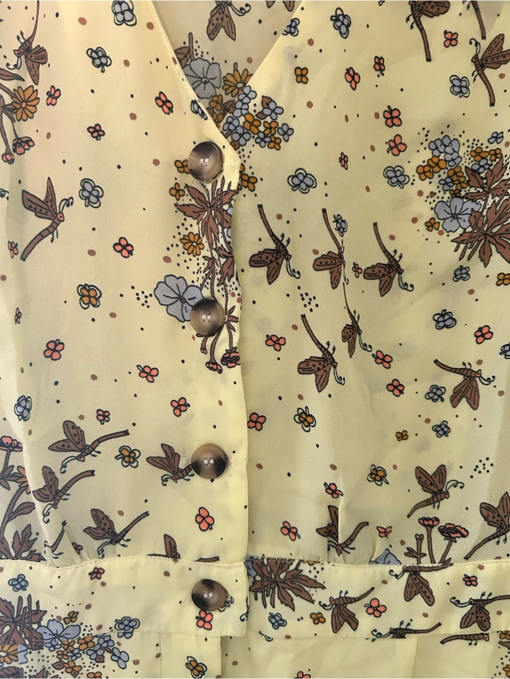 ModCloth Yellow Dragonfly Retro Floral Time to Suit Up Long Sleeve Romper - Picture 10 of 10